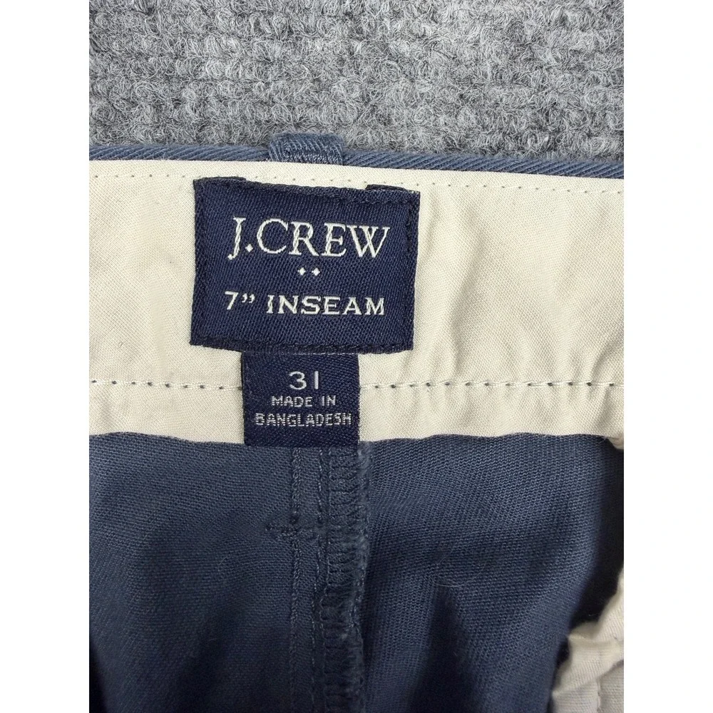 J.Crew Mens 7 Inch Inseam Chino Shorts Navy Blue Size 31 Flat Front Stretch
